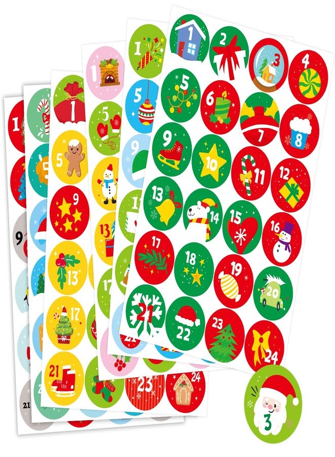 Omlisca 576 Pieces Christmas Advent Stickers 1-24 Christmas Calendar Numbers Sticker Round Craft Xmas Countdown Stickers for DIY Holiday Decals Gift Sealing Box Tags Envelopes Labels Xmas Party Supplies - Image 1